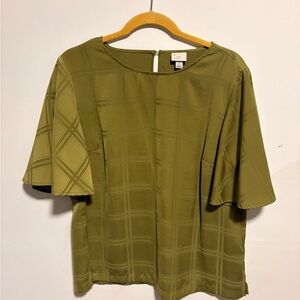 a new day Olive Green Textured Check Short Sleeve Blouse